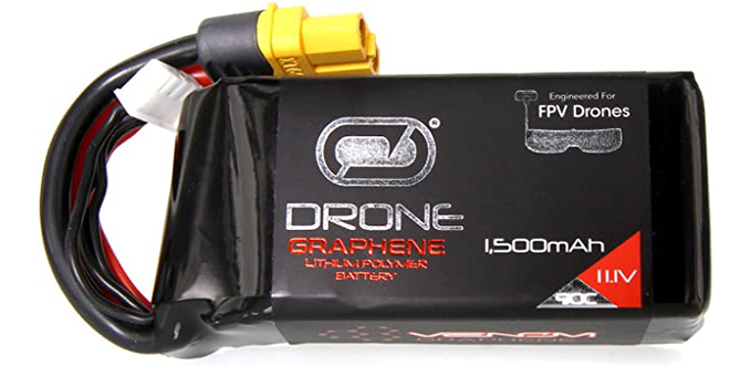 Venom Graphene 90C 3S 1500mAh 11.1V Drone Racing LiPo Battery with Universal 2.0 Plug